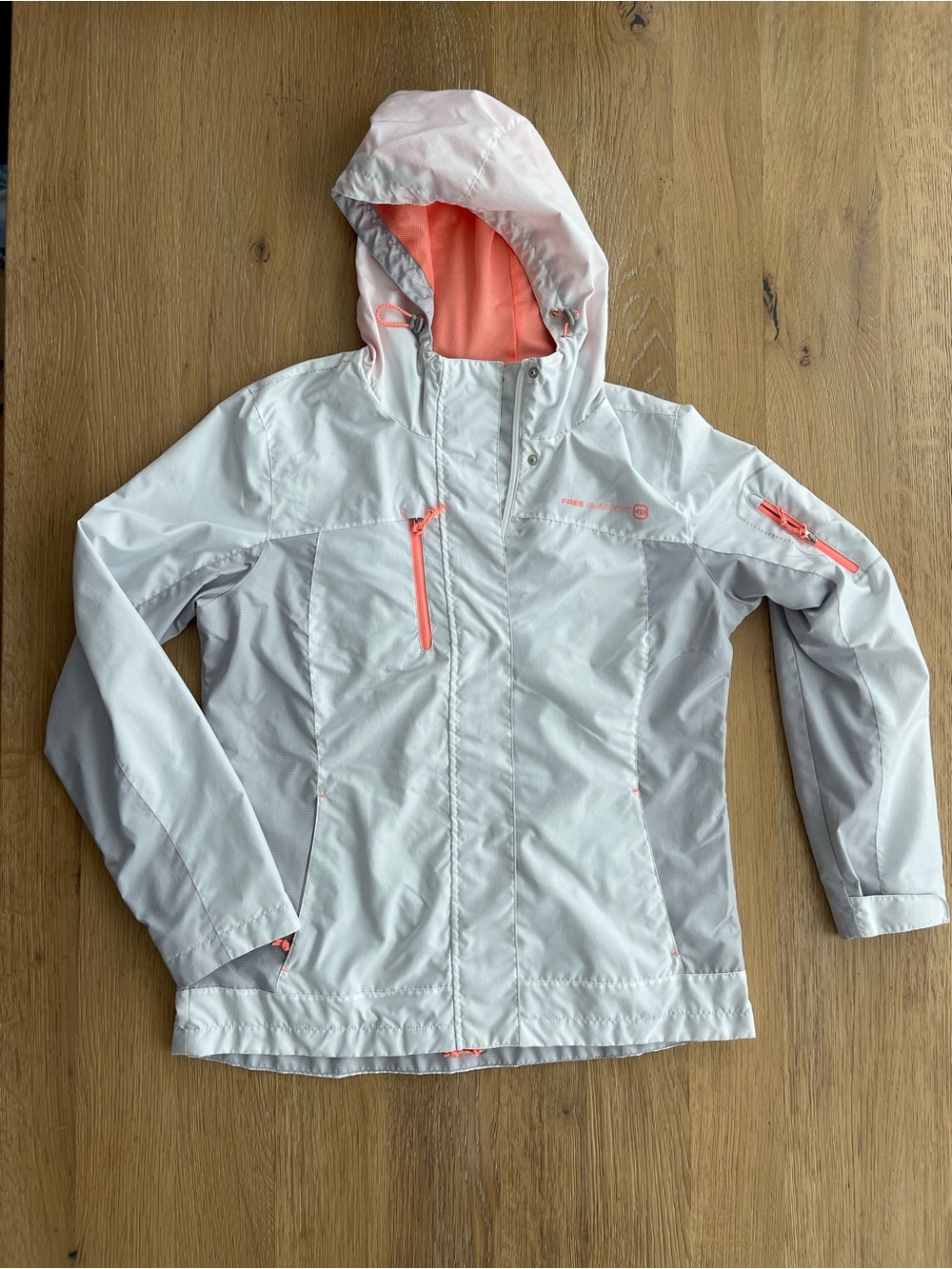 Free Country Light Gray Jacket with Coral Hood Lining